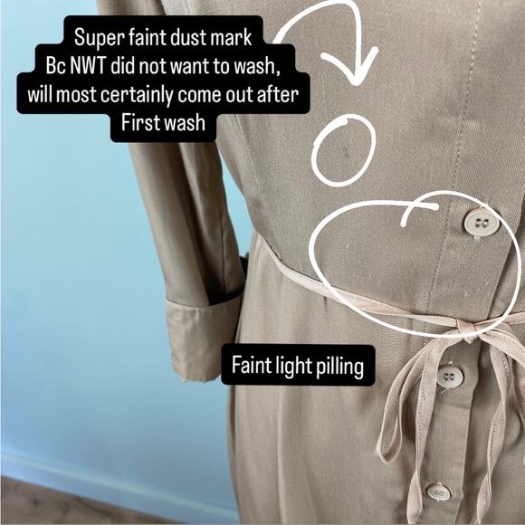 NWT Halara Tan Classic button down Shirt Midi Dress Preppy size XS - Picture 7 of 7